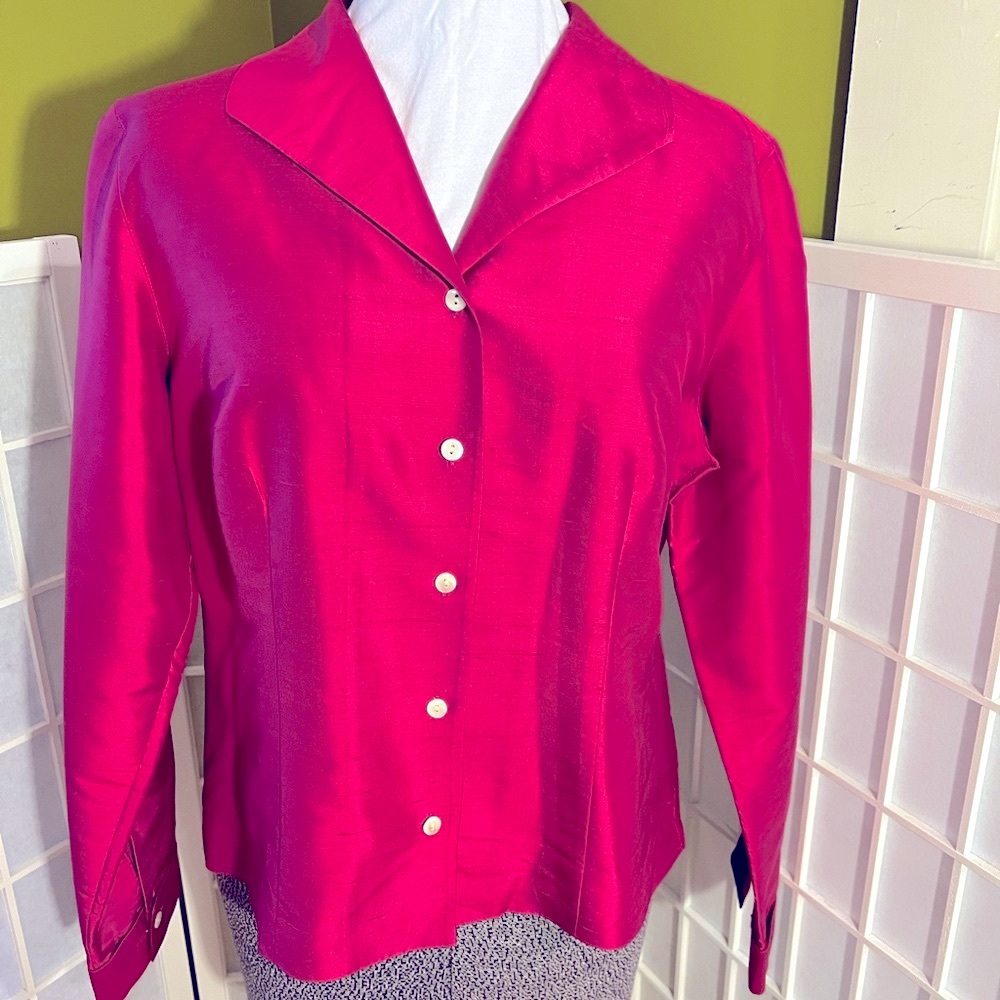 Talbots pure silk fuscia blouse